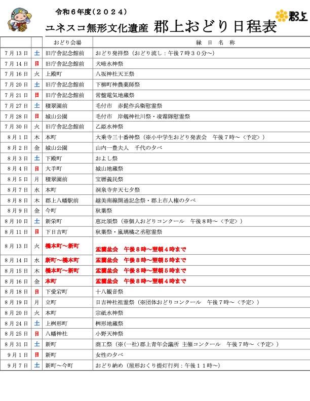 令和6年度　郡上おどり開催日程のアイキャッチ画像